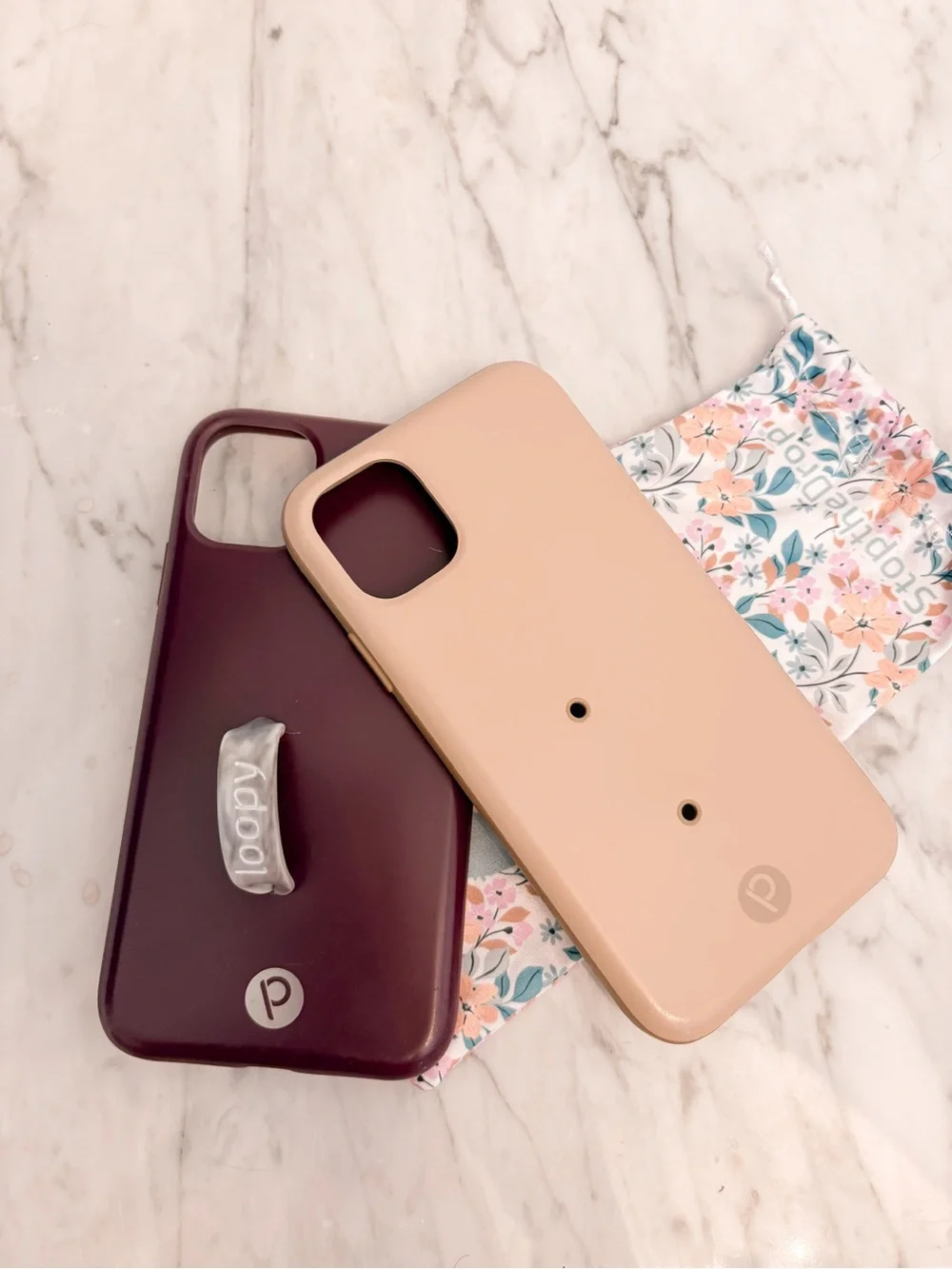 Loopy 2 Cases Neutral Beige and Deep Burgundy two Phone Cases - iPhone 11